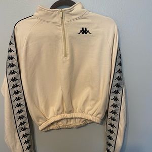 Kappa cropped quarter zip size large cream color